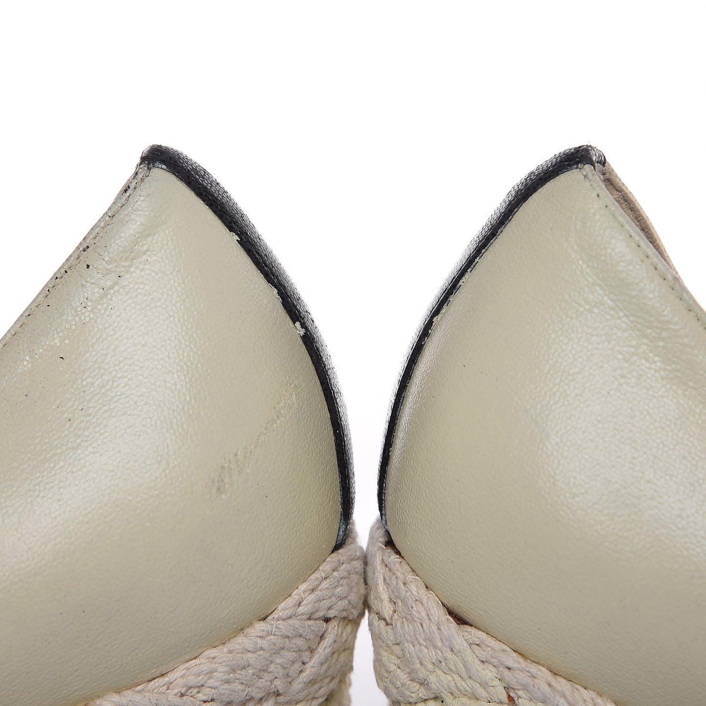 Lambskin Cap Toe Espadrille Wedge Pumps 40 Beige Black