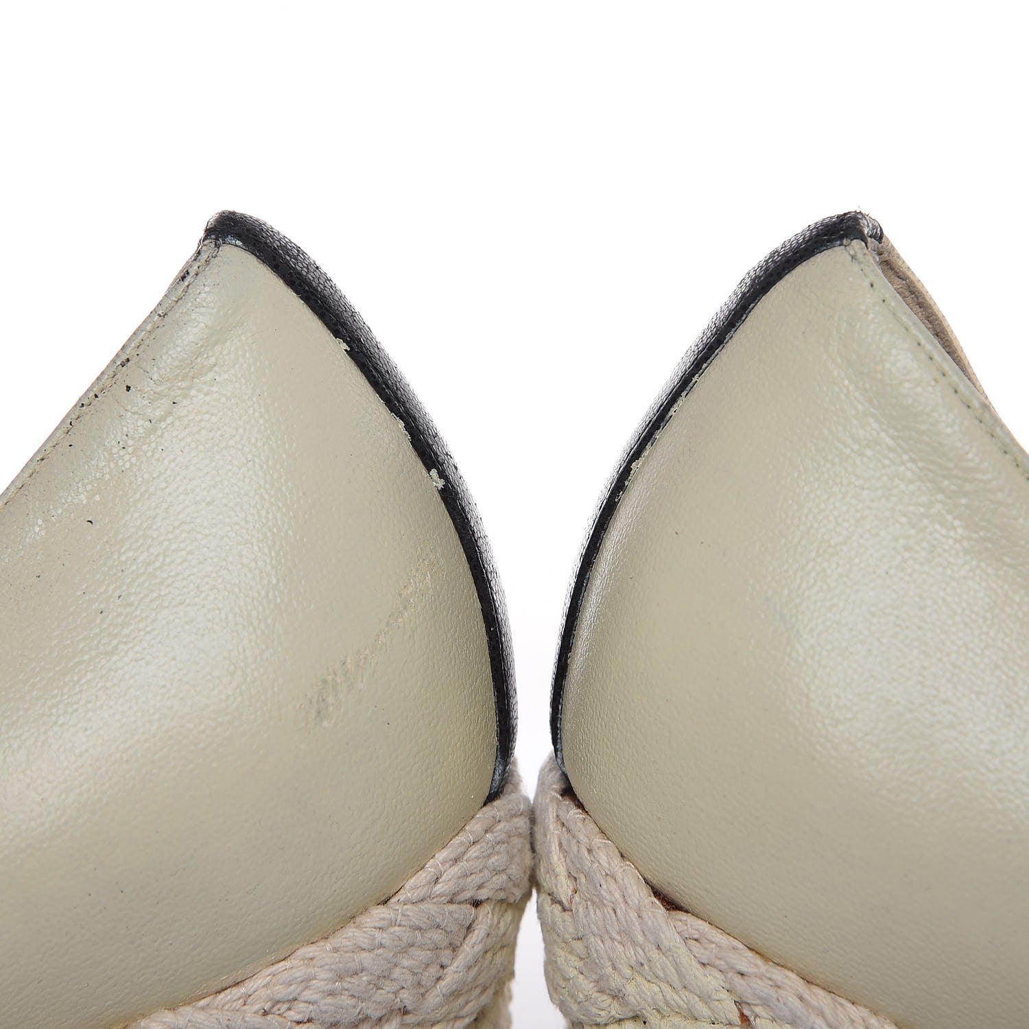 Chanel Lambskin Cap Toe Espadrille Wedge Pumps 40 Beige Black 20 of 20