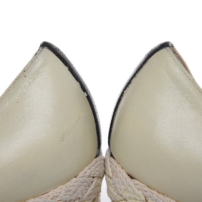 Chanel Lambskin Cap Toe Espadrille Wedge Pumps 40 Beige Black 20 of 20