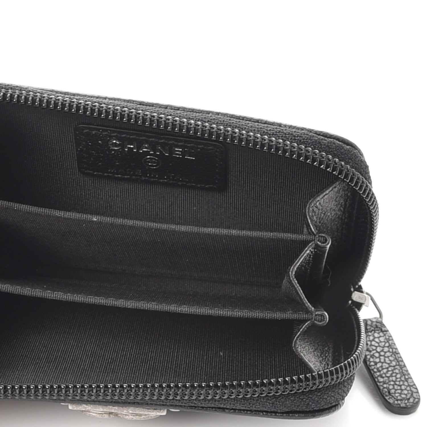 Chanel Caviar Quilted Boy Zip Around Coin Purse Wallet Black 5 of 8