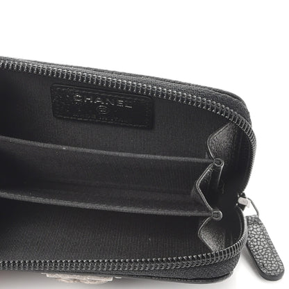 Chanel Caviar Quilted Boy Zip Around Coin Purse Wallet Black 5 of 8