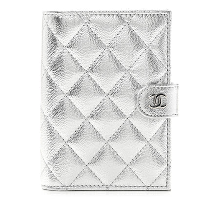 Chanel Metallic Caviar Quilted Passport Holder Silver 1 of 9