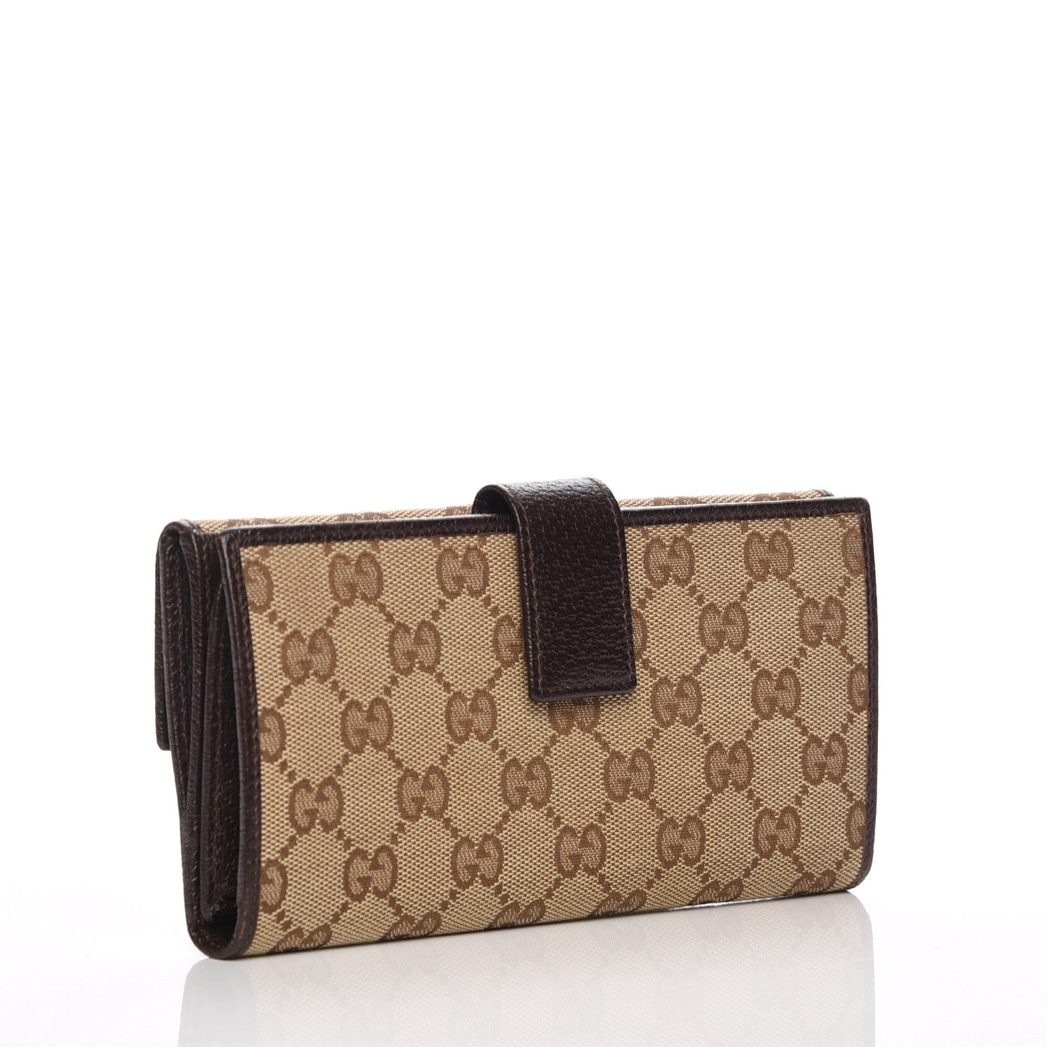 Gucci Monogram Metal Bar Continental Flap Wallet Beige Ebony Dark Brown 3 of 10