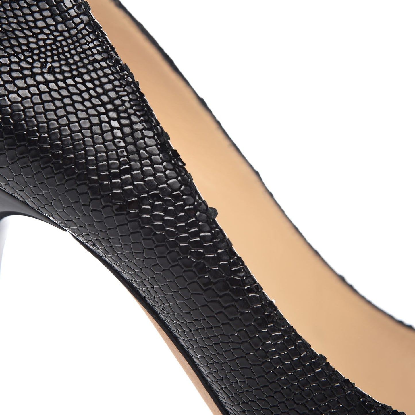 Snakeskin Pointed Toe Pumps 40 Black