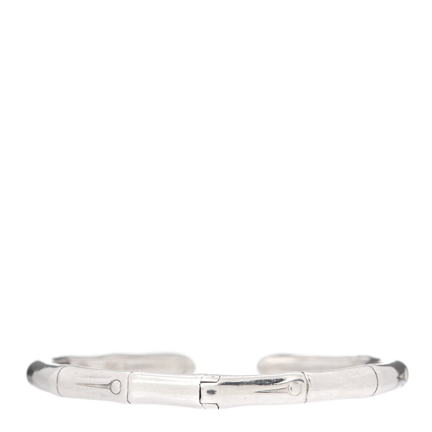 Sterling Silver White Sapphire Bamboo Kick Cuff Bracelet