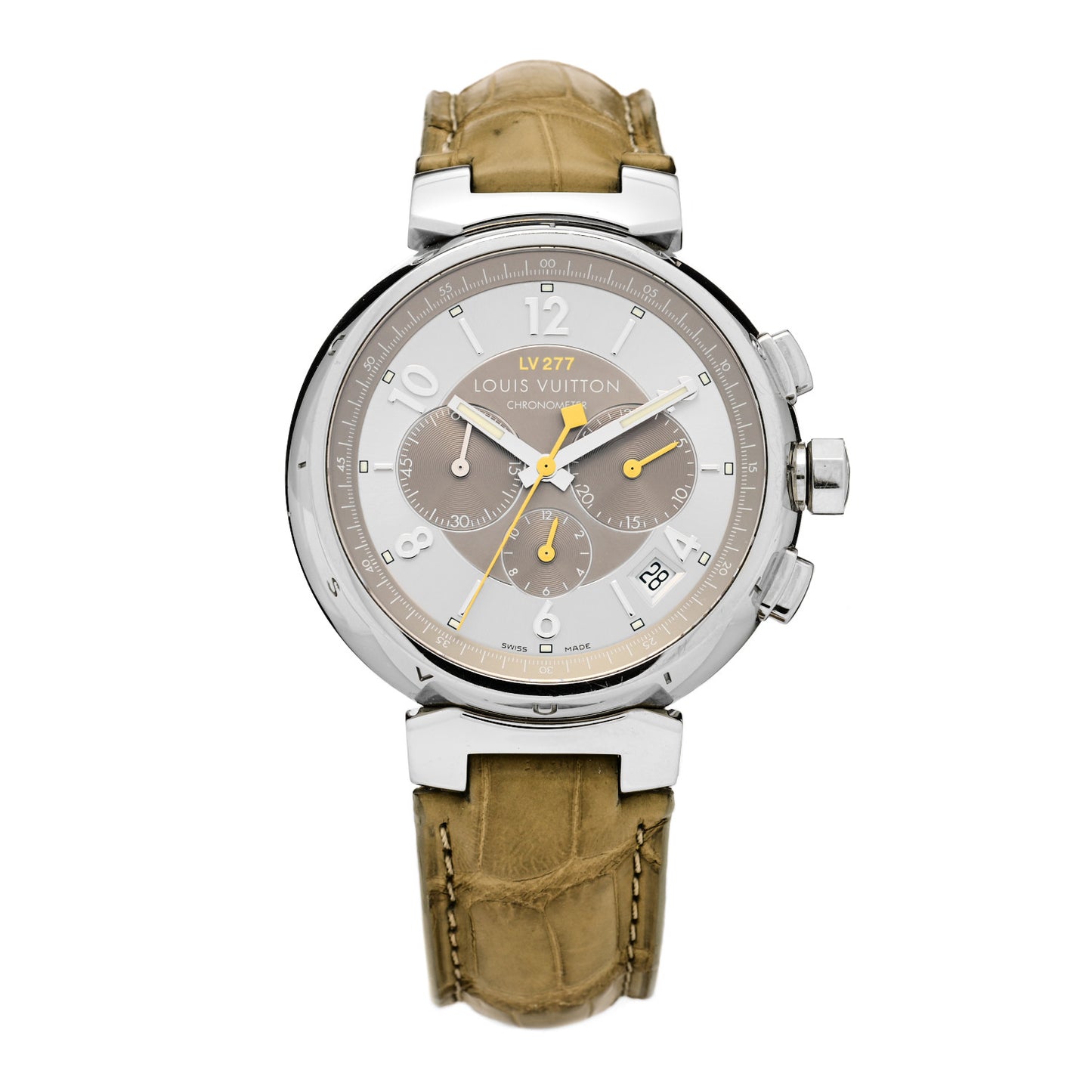 Stainless Steel Alligator 41mm Tambour Chronograph Automatic Watch