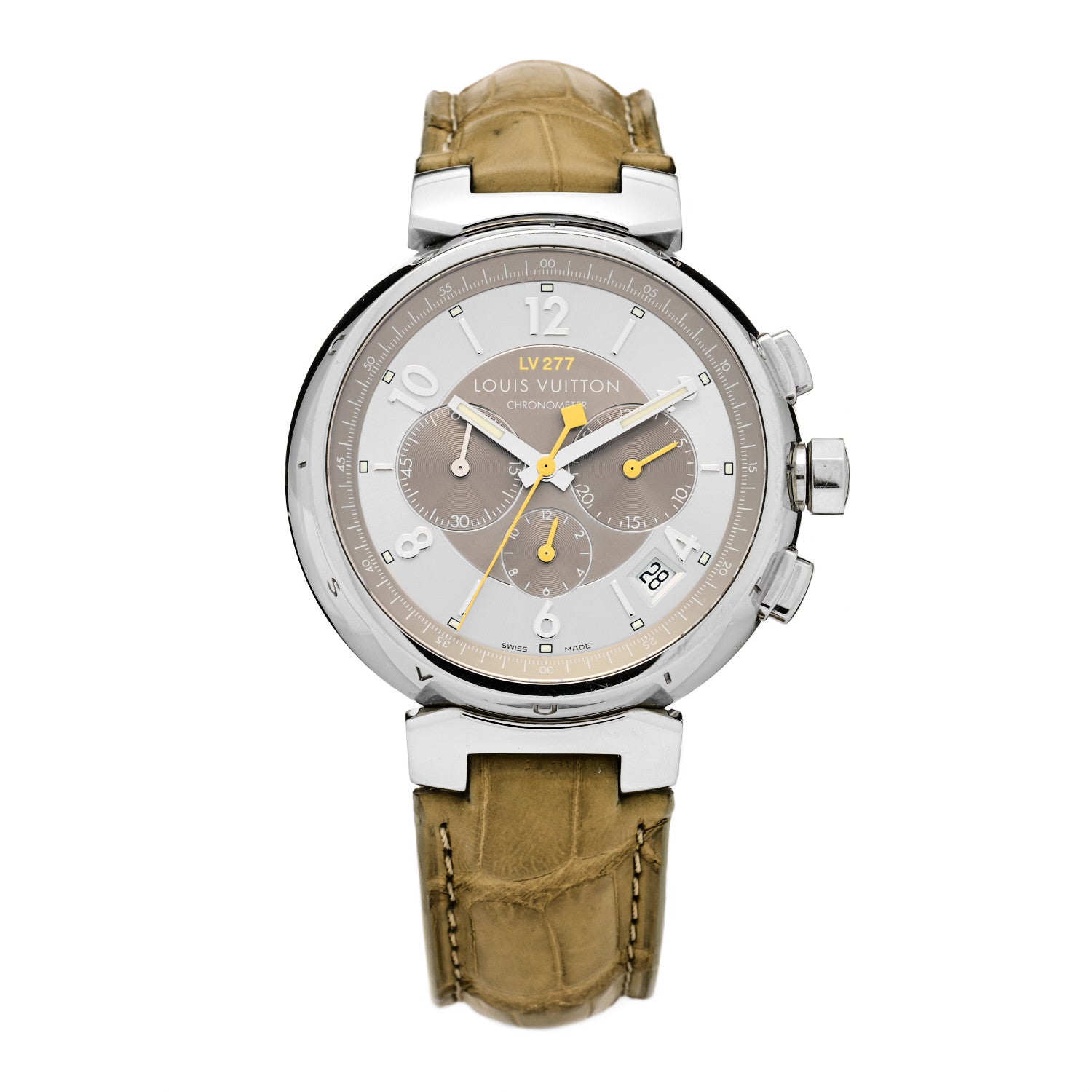 Louis Vuitton Stainless Steel Alligator 41mm Tambour Chronograph Automatic Watch 1 of 4