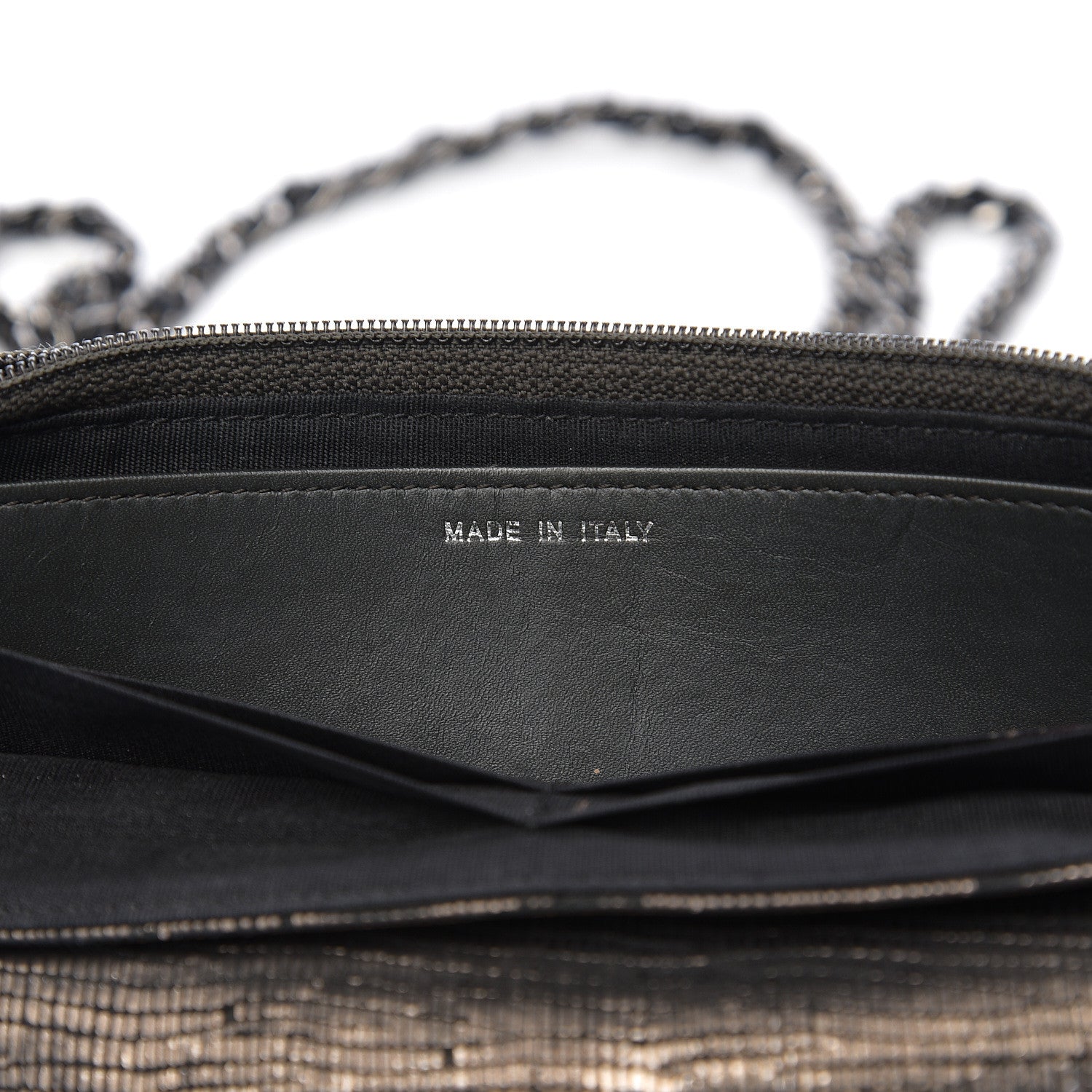 Chanel Iridescent Stamped Calfskin Half Moon Wallet On Chain WOC Silver 6 of 16