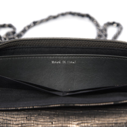 Chanel Iridescent Stamped Calfskin Half Moon Wallet On Chain WOC Silver 6 of 16