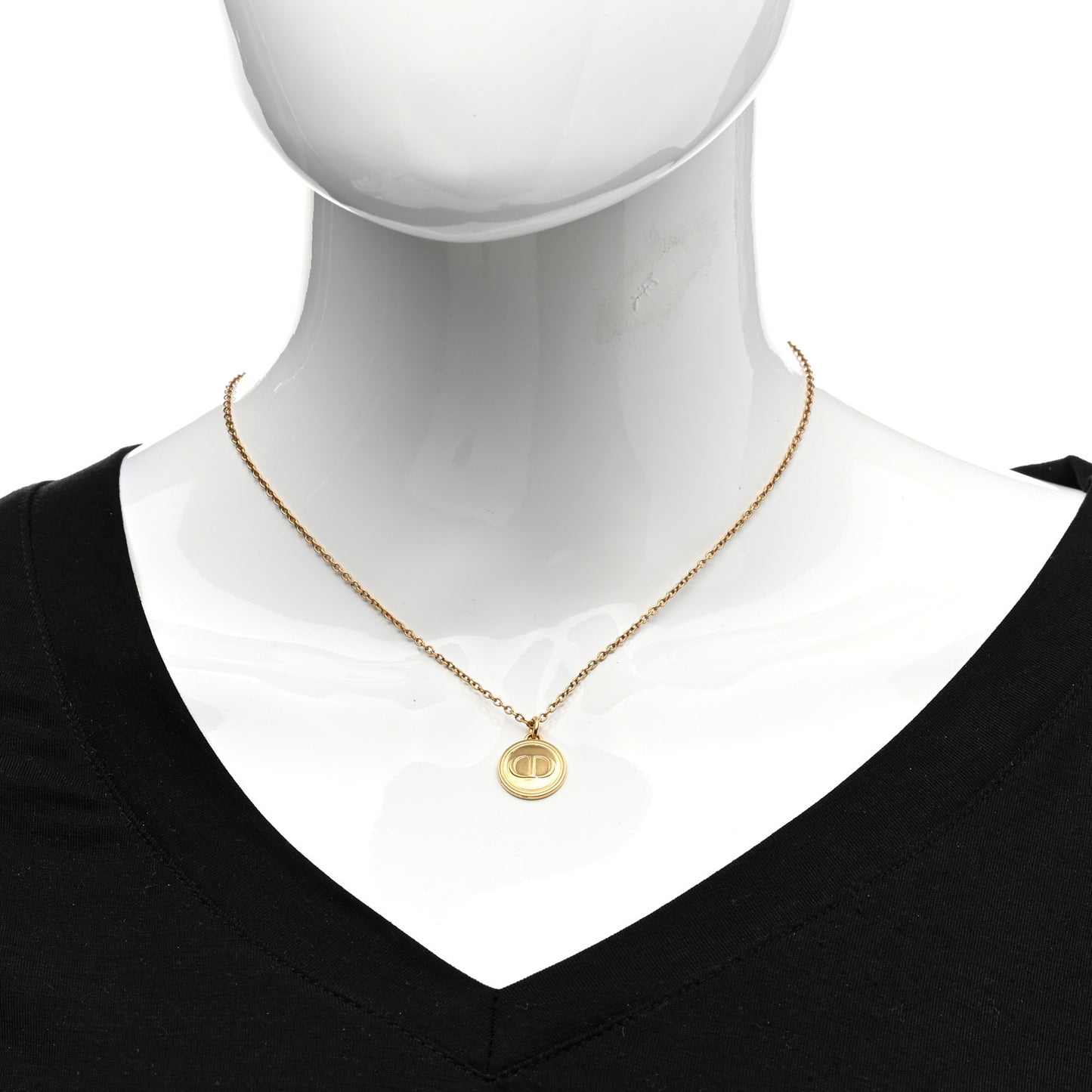 Metal CD Logo Necklace Gold