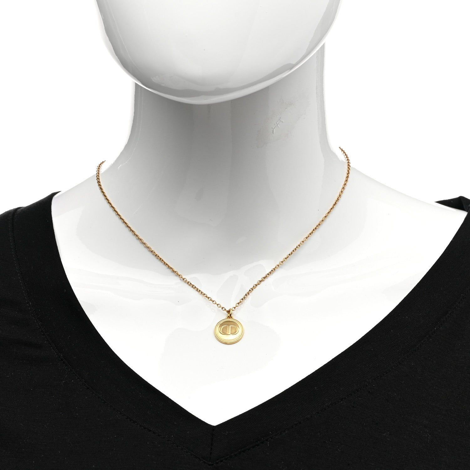 Christian Dior Metal CD Logo Necklace Gold 2 of 5