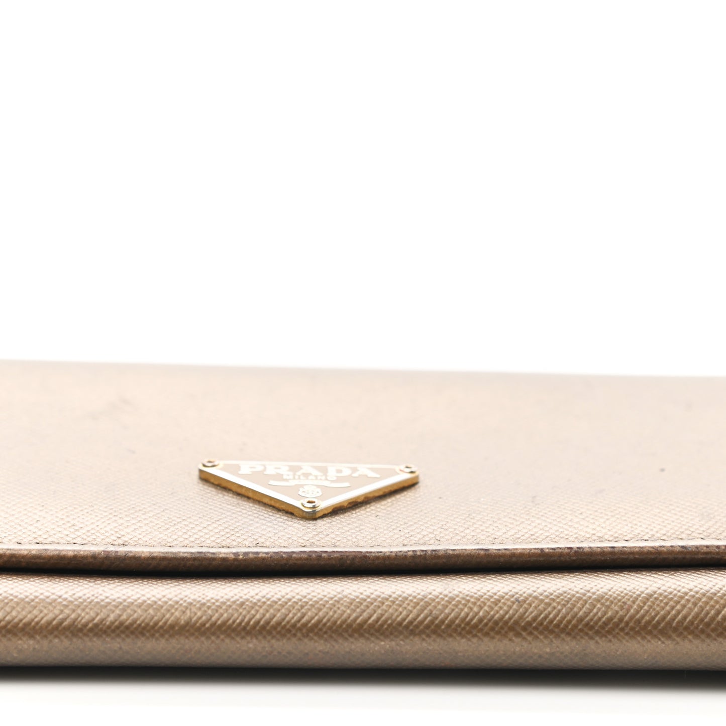 Metallic Saffiano Continental Flap Wallet Bronze