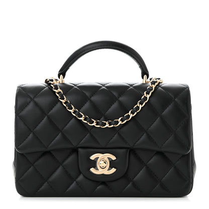 Chanel Lambskin Quilted Mini Top Handle Rectangular Flap Black 1 of 11