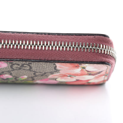 Gucci GG Supreme Monogram Blooms Zip Around Card Case Wallet Beige Multicolor Dry Rose 8 of 13