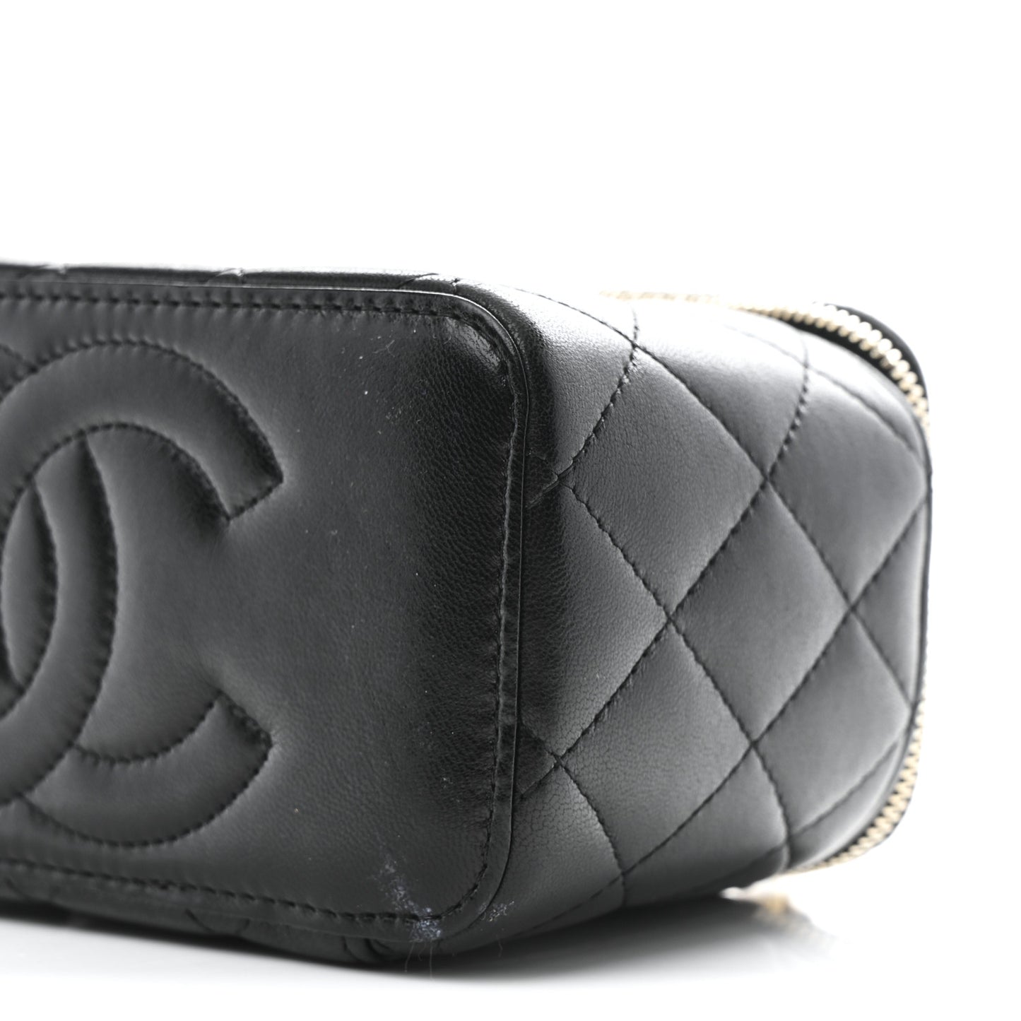 Lambskin Quilted Small CC Dynasty Vanity Case With Chain Black