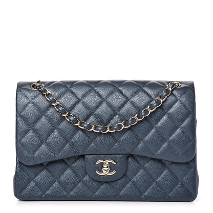 Chanel Iridescent Caviar Quilted Jumbo Double Flap Dark Blue 1 of 11