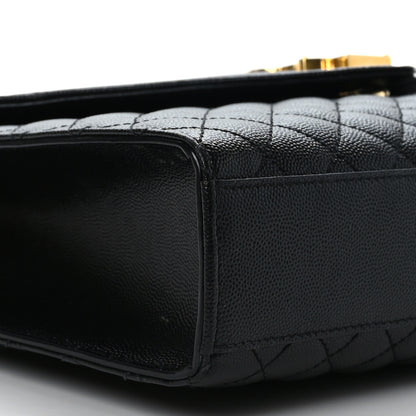 Saint Laurent Grain De Poudre Textured Mixed Matelasse Large Triquilt Monogram Satchel Black 8 of 9