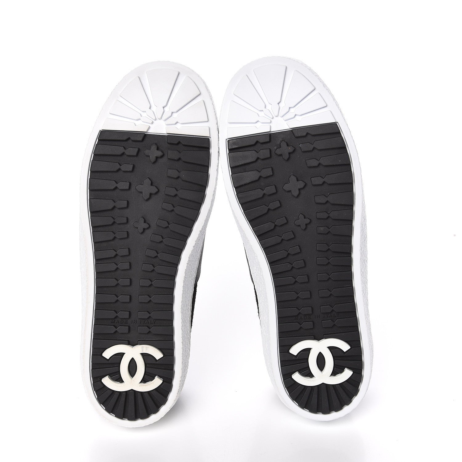 Chanel Suede Calfskin Tweed Womens Slip On Sneakers 35 Black Navy Silver 6 of 10