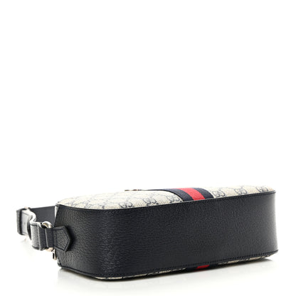 Gucci GG Supreme Monogram Textured Dollar Calfskin Web Small Ophidia Camera Bag Beige Blue 4 of 12