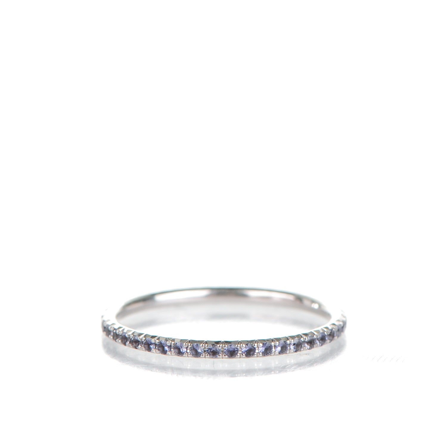 Tiffany 18K White Gold Iolite Metro Ring 7 3 of 5