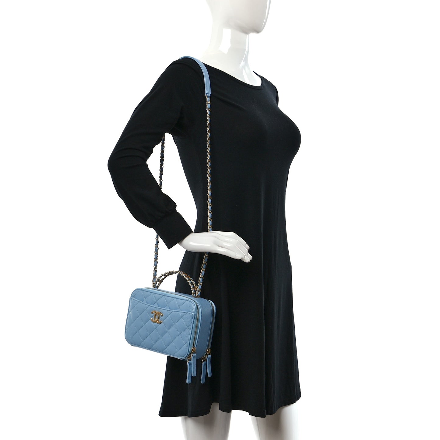 Caviar Quilted Small Pick Me Up Vanity Case Light Blue