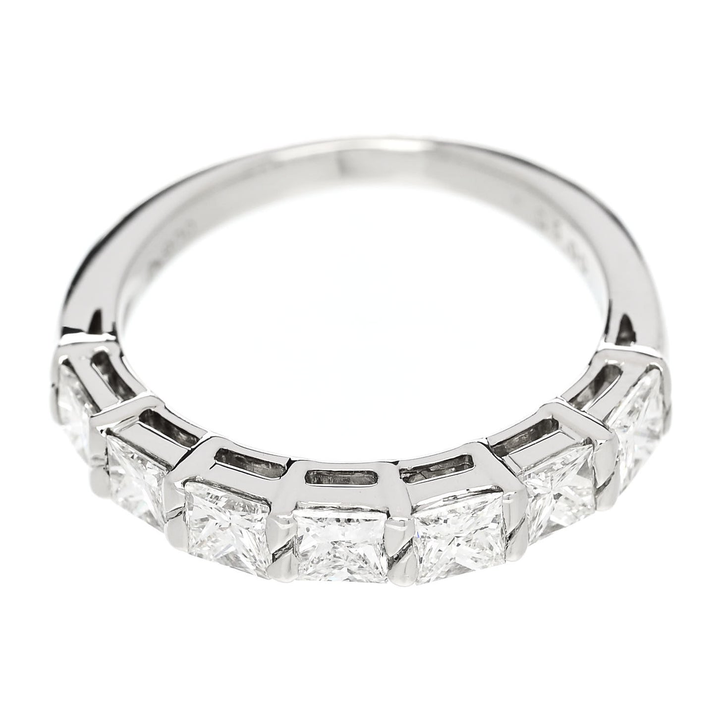 Platinum Diamond 1.00ct Princess Cut Half Eternity Band Ring 49 4.75