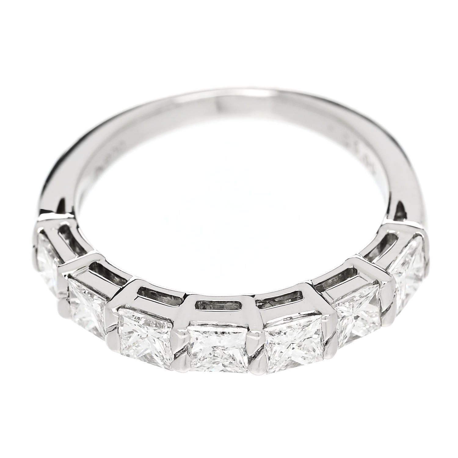 Parker & West by FASHIONPHILE Platinum Diamond 1.00ct Princess Cut Half Eternity Band Ring 49 4.75 7 of 10