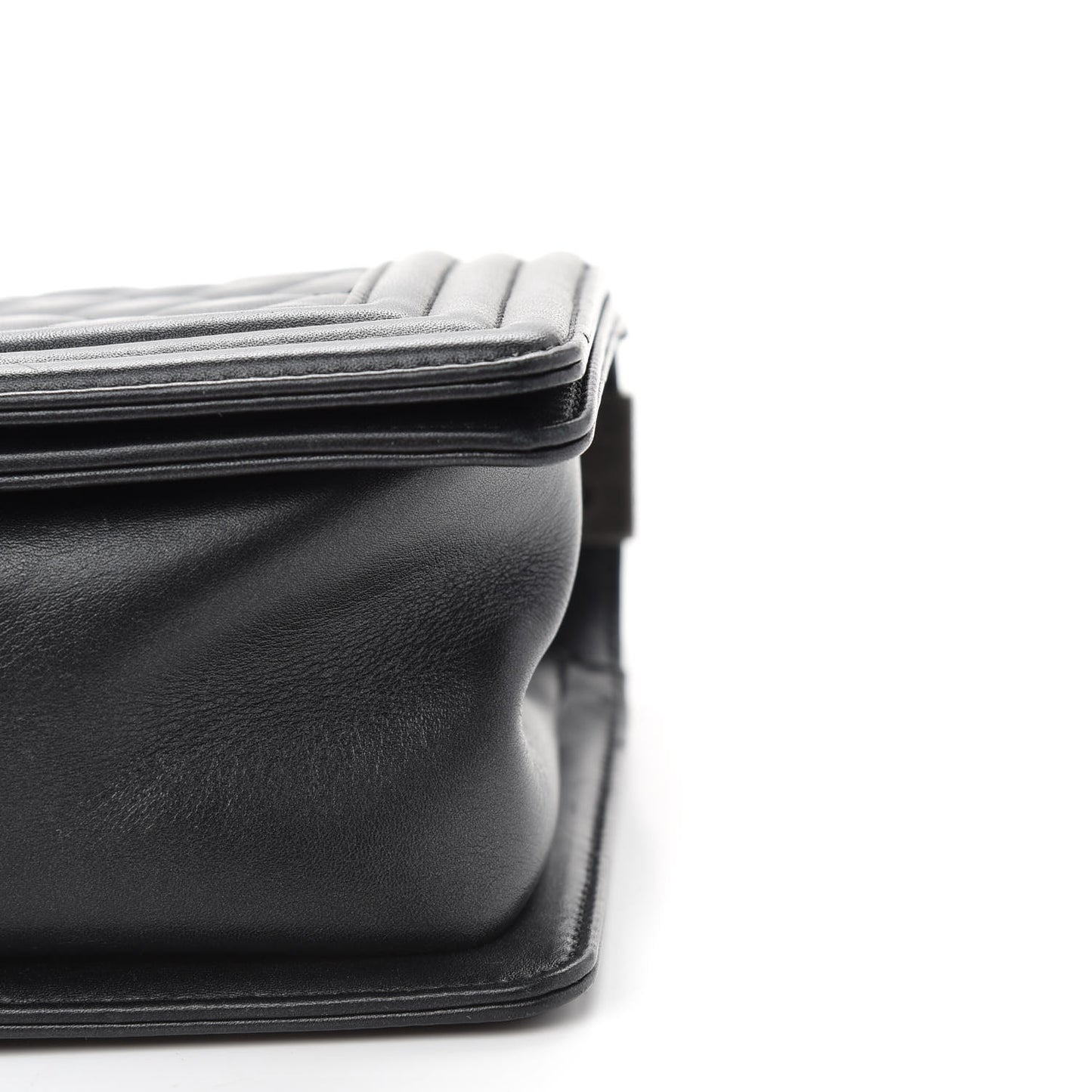 Metallic Calfskin Quilted Medium Boy Flap Black