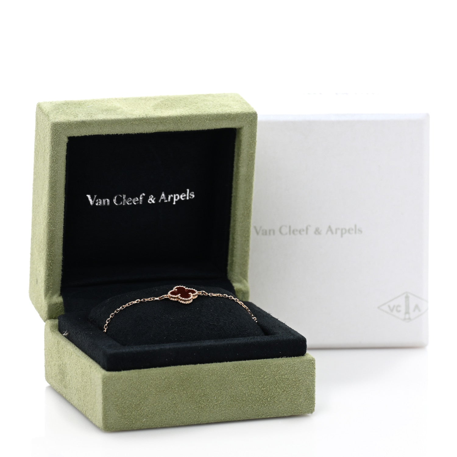 Van Cleef & Arpels 18K Rose Gold Carnelian Sweet Alhambra Bracelet 4 of 4