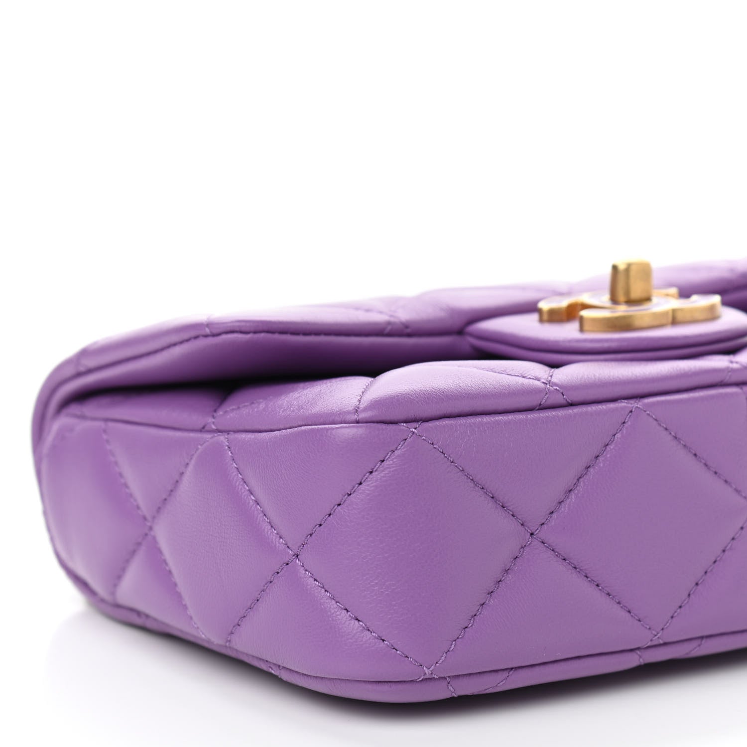 Chanel Lambskin Enamel Quilted Mini Pending CC Square Flap Purple 9 of 11