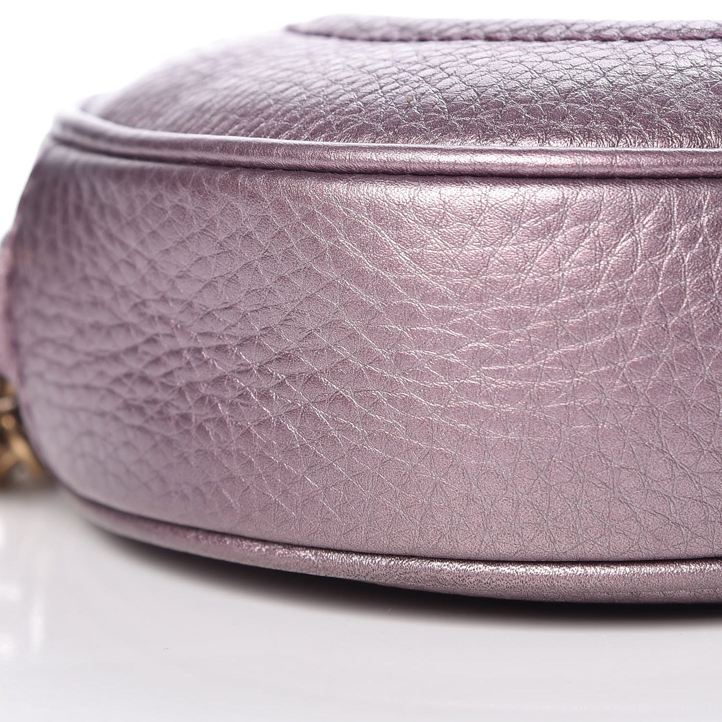 Metallic Pebbled Calfskin Mini Soho Chain Bag Purple