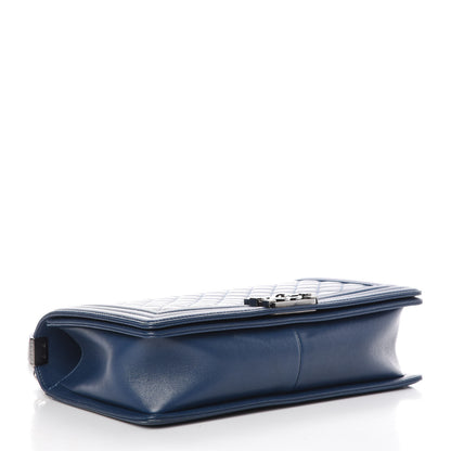 Chanel Caviar Quilted New Medium Boy Flap Dark Navy Blue 4 of 14