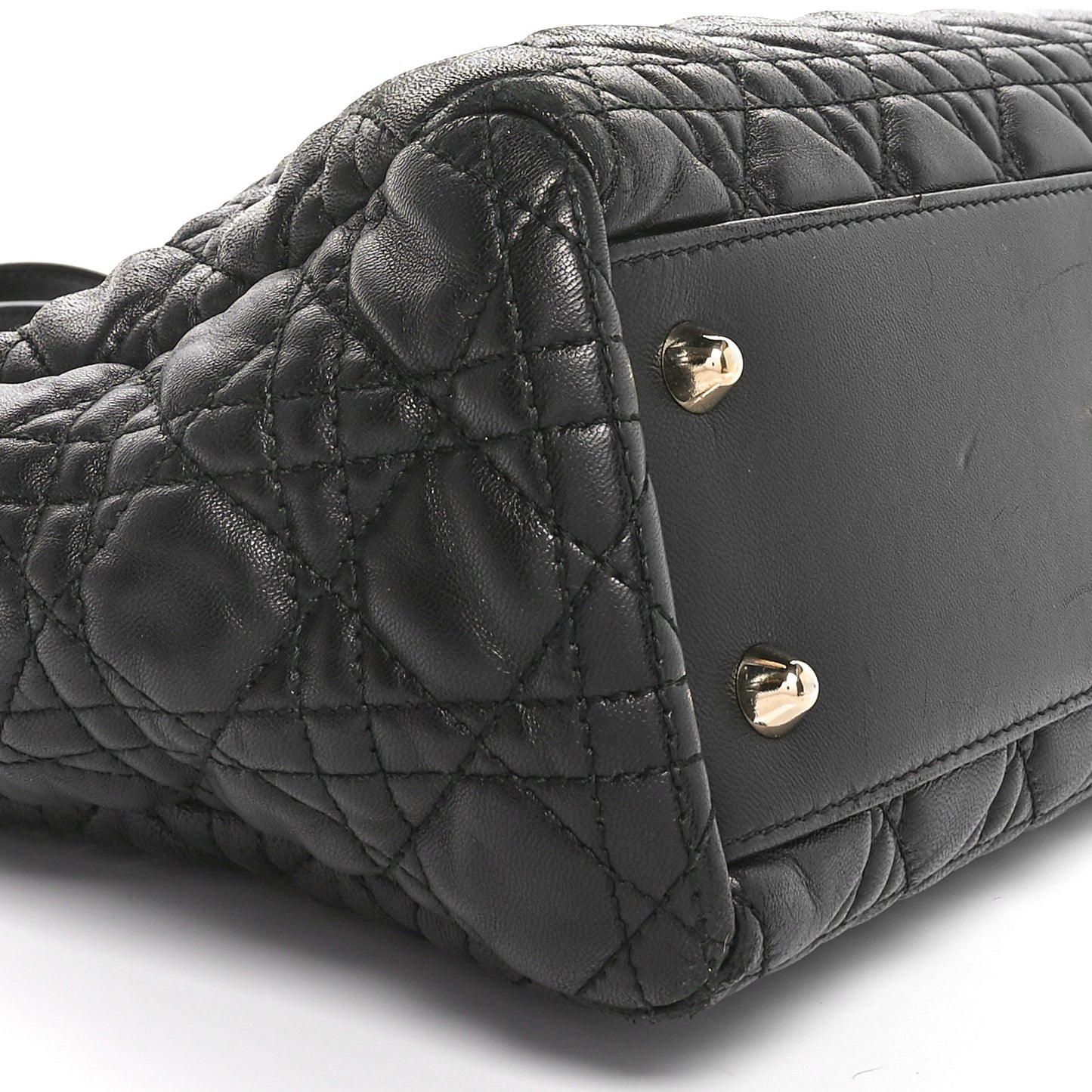 Lambskin Cannage Small Dior Soft Zipped Shopping Tote Black