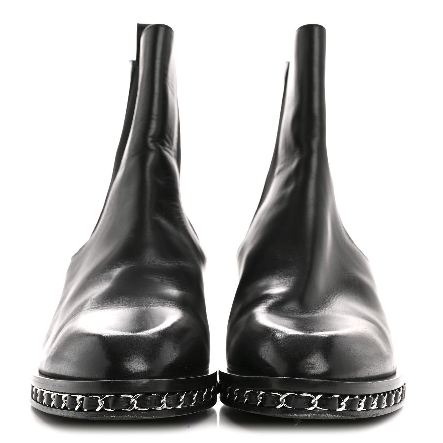 Calfskin Chain Around Chelsea Boots 39.5 Black