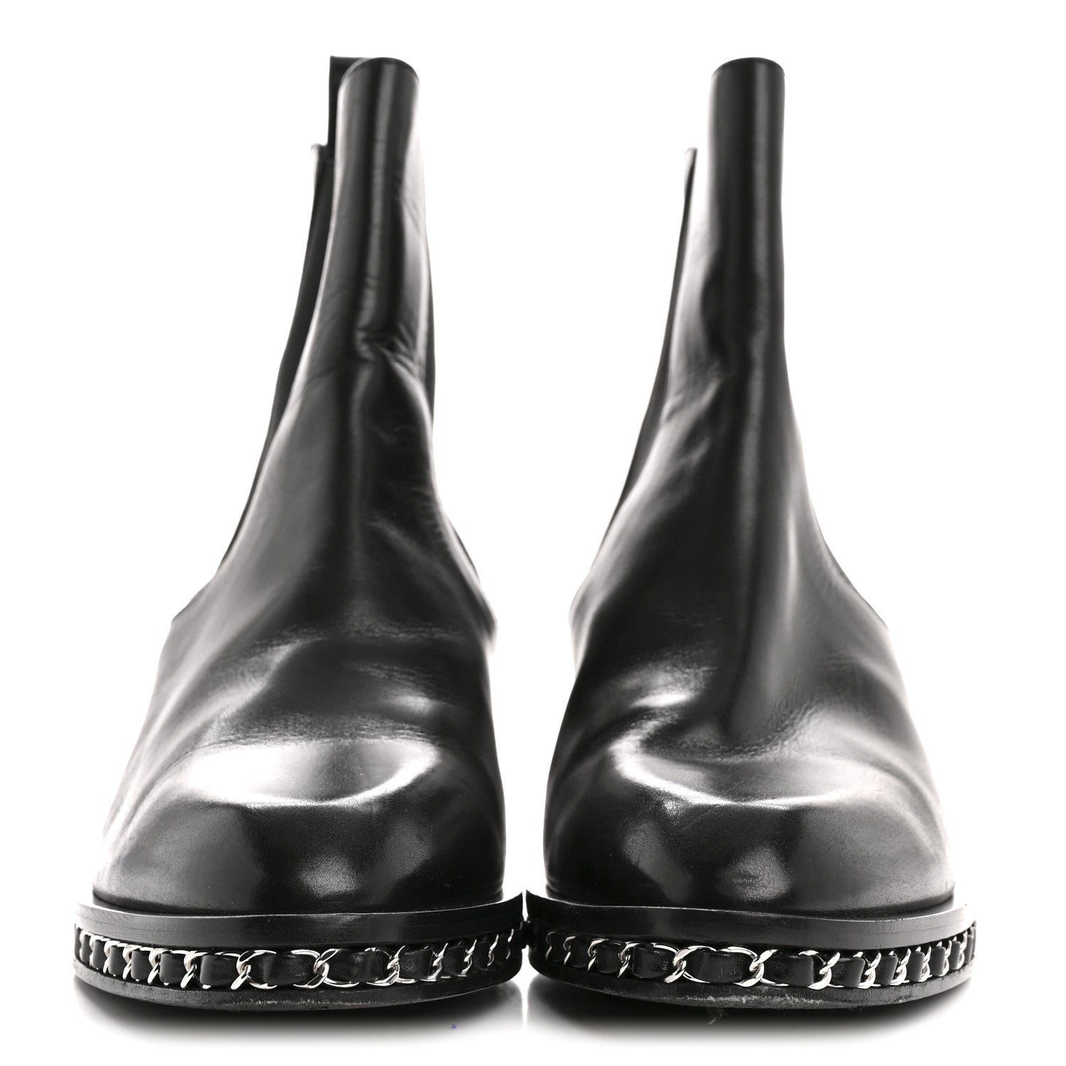 Chanel Calfskin Chain Around Chelsea Boots 39.5 Black 3 of 9