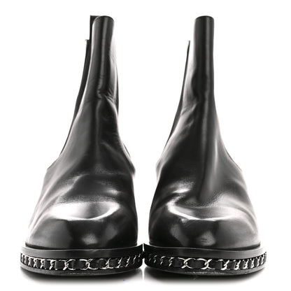 Chanel Calfskin Chain Around Chelsea Boots 39.5 Black 3 of 9