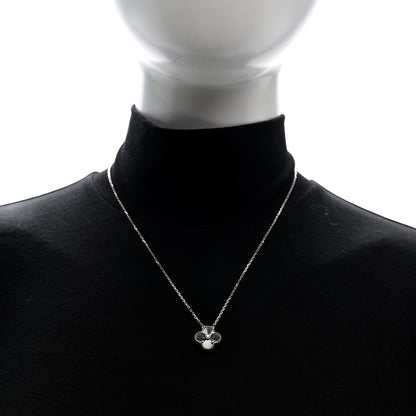 Van Cleef & Arpels 18K White Gold Diamond Guilloche Vintage Alhambra Pendant Necklace 2 of 5