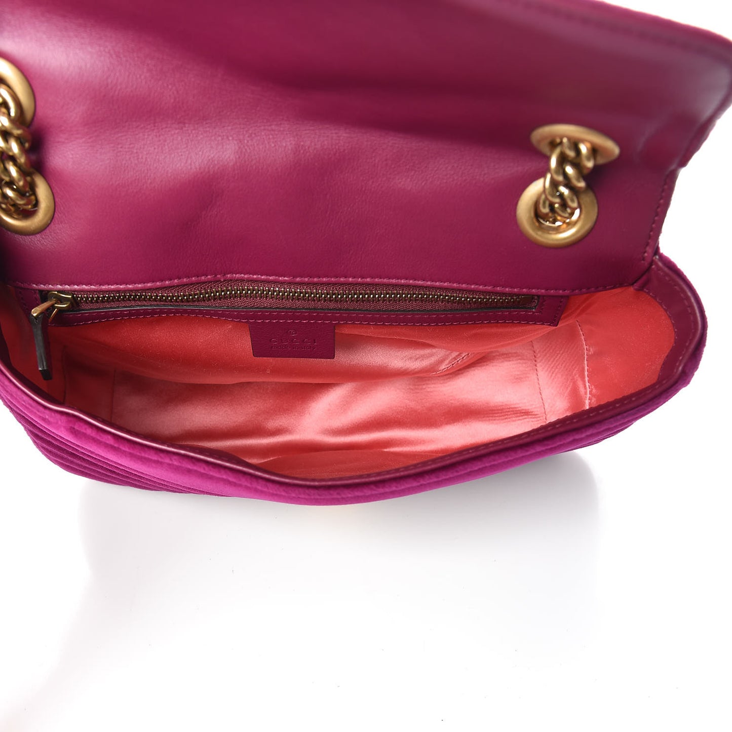 Velvet Matelasse Small GG Marmont Shoulder Bag Fuchsia Violet Cyclamen