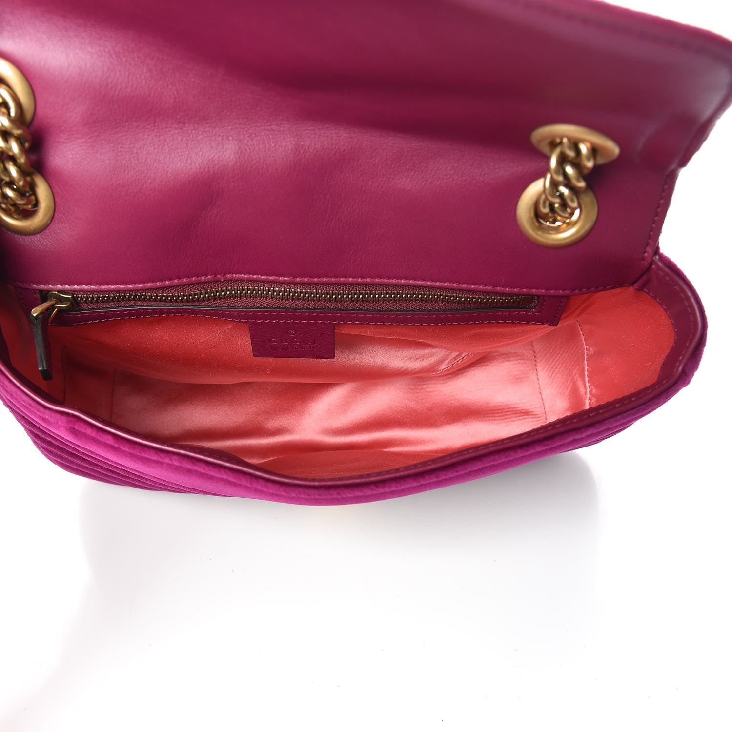 Gucci Velvet Matelasse Small GG Marmont Shoulder Bag Fuchsia Violet Cyclamen 7 of 10