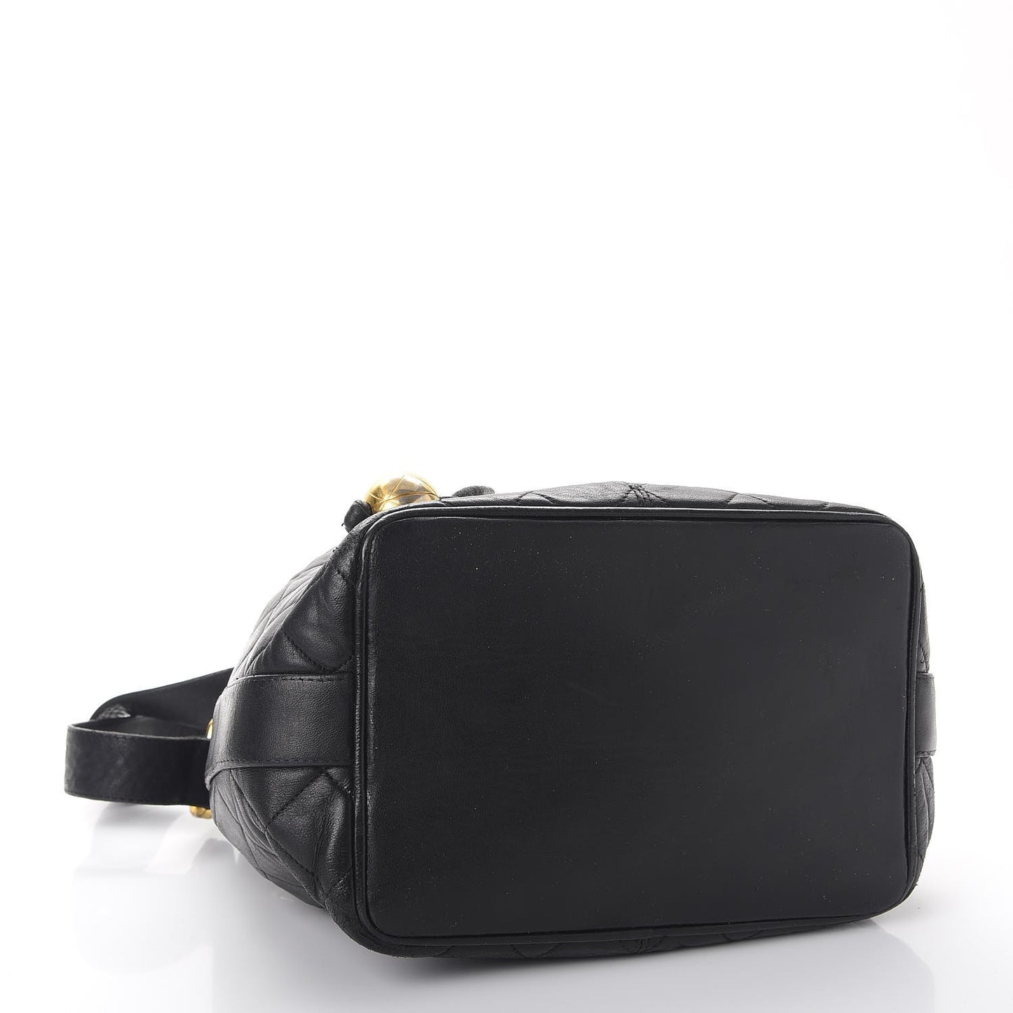 Lambskin Quilted Drawstring Bag Black