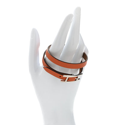 Hermes Swift Epsom Behapi Double Tour Reversible Bracelet T4 Orange Gold 2 of 7