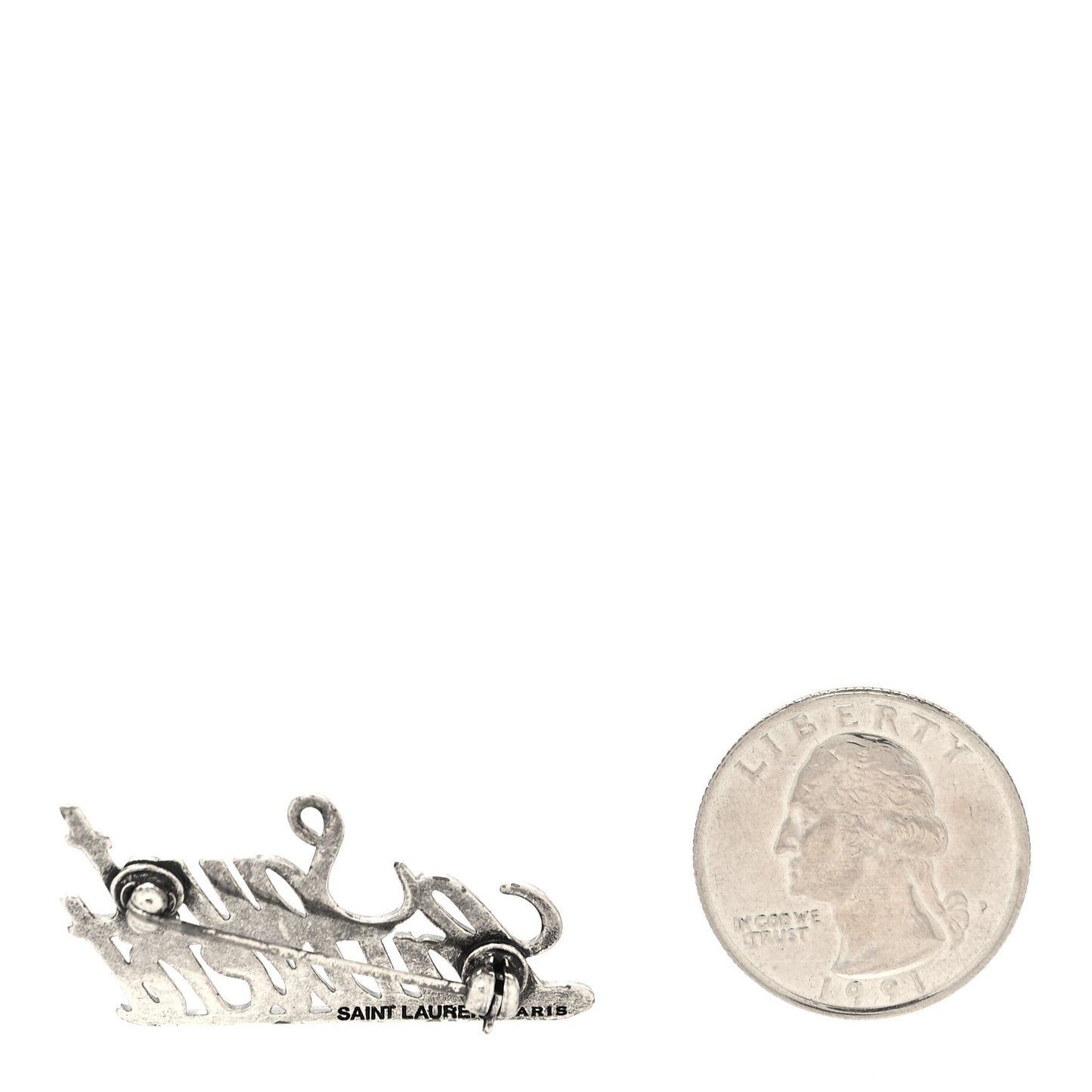 Brass Metal Logo Brooch Silver