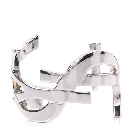 Saint Laurent Brass Monogram Cuff Bracelet Palladium 1 of 4