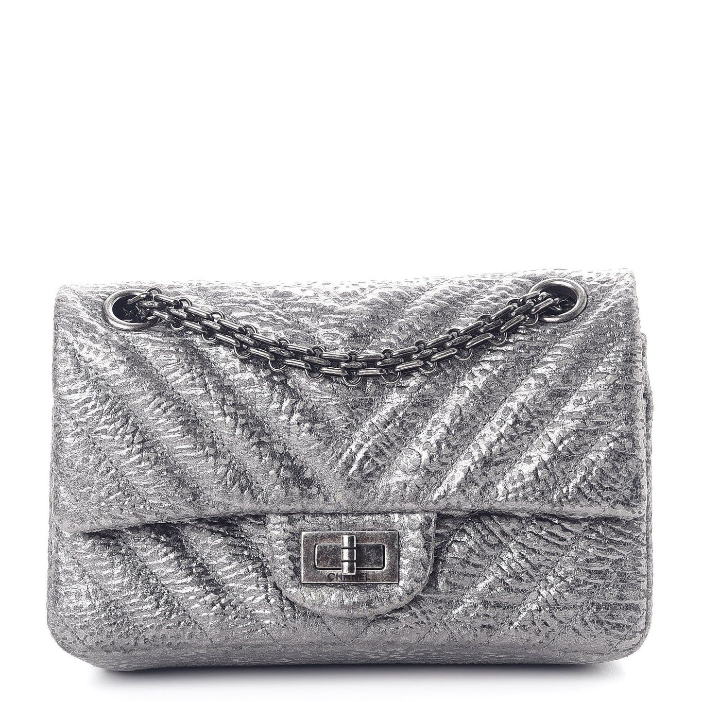 Metallic Grained Calfskin Chevron Quilted 2.55 Reissue 224 Flap