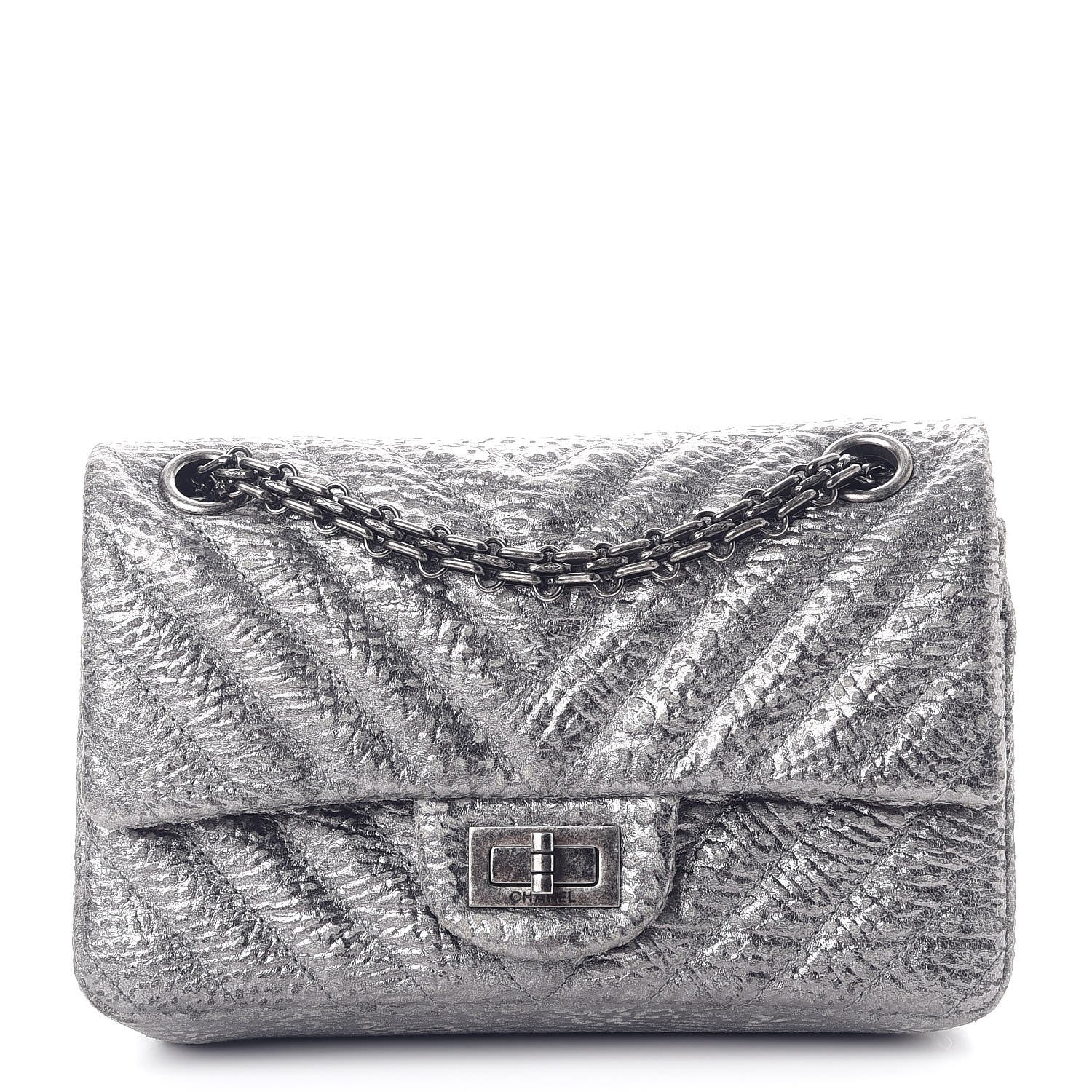 Chanel Metallic Grained Calfskin Chevron Quilted 2.55 Reissue 224 Flap 1 of 10