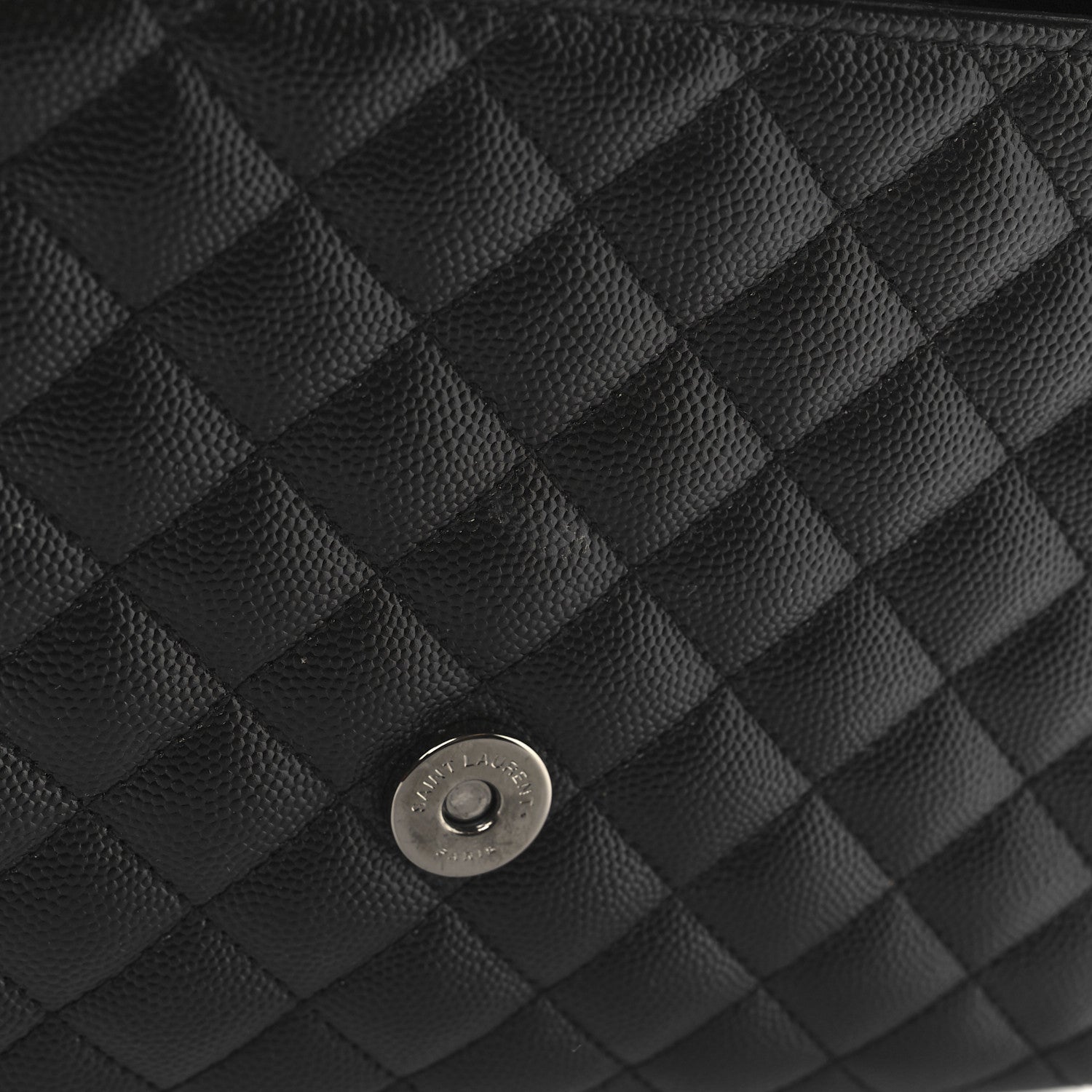 Saint Laurent Grain De Poudre Textured Mixed Matelasse Triquilt Medium Monogram Monochrome Satchel Black 21 of 22
