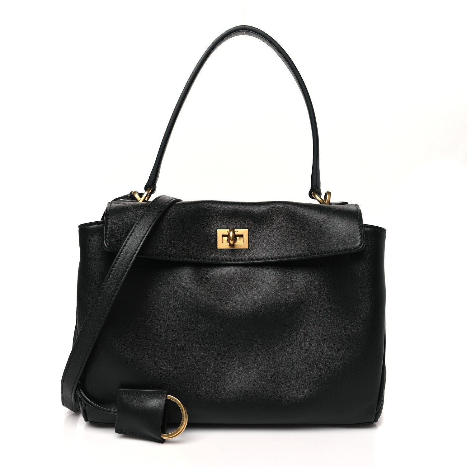 Balenciaga Natural Smooth Calfskin Mini Rodeo Top Handle Handbag Black 1 of 10