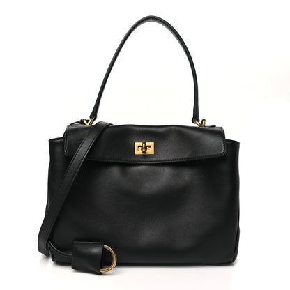 Balenciaga Natural Smooth Calfskin Mini Rodeo Top Handle Handbag Black 1 of 10