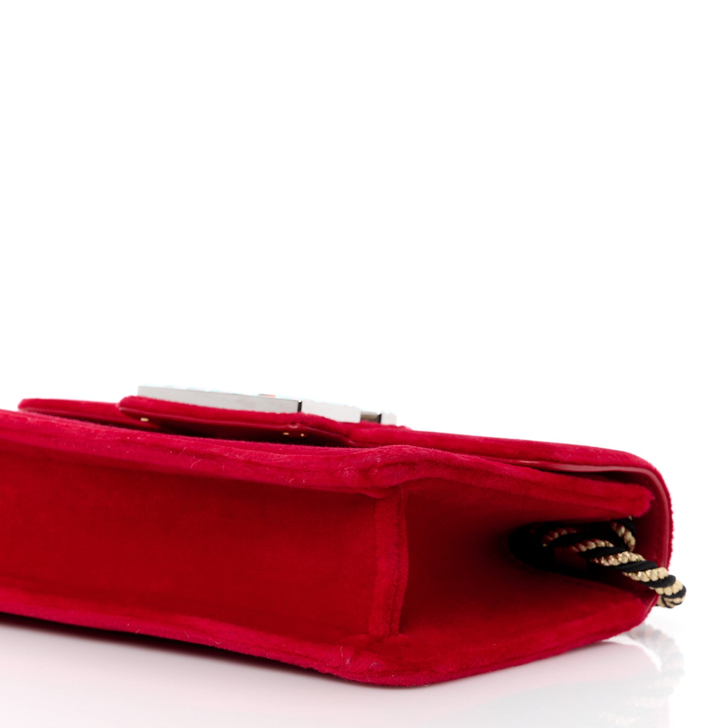 Gucci Velvet Crystal Square G Shoulder Bag Red 11 of 14