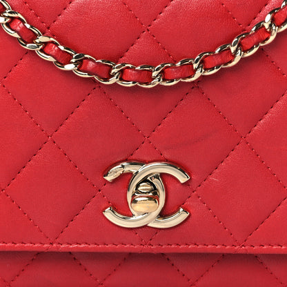 Chanel Lambskin Quilted Trendy CC Wallet On Chain WOC Red 8 of 12